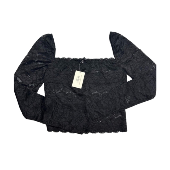 NWT Guess black lace long sleeve top - Picture 6 of 6